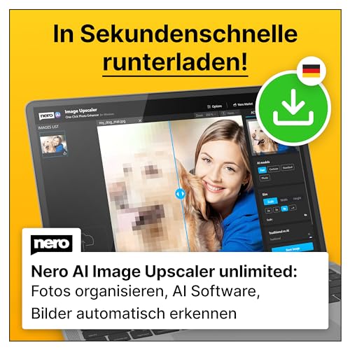 Nero AI Image Upscaler Unlimited | KI | Bilder vergrößern + nachschärfen | Skalieren auf 4K | Fotoqualität verbessern | Windows 11 / 10 | 1 Gerät | Unlimitierte Lizenz | Aktivierungscode per Email Nero AI Image Upscaler Unlimited | KI | Bilder vergrößern + nachschärfen | Skalieren auf 4K | Fotoqualität verbessern | Windows 11 / 10 | 1 Gerät | Unlimitierte Lizenz | Aktivierungscode per Email