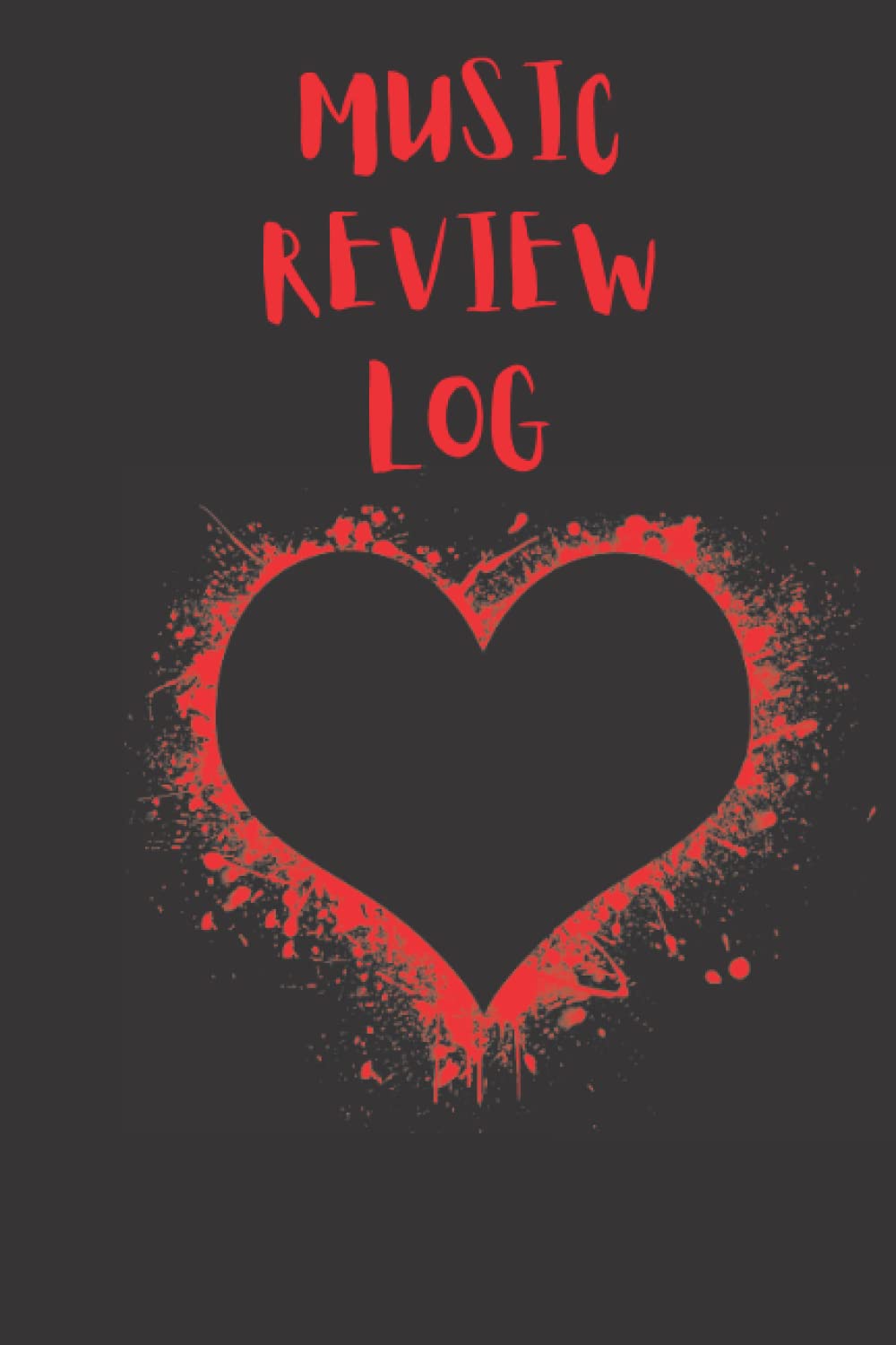 MUSIC REVIEW LOG: A 6x9" blank, 120page black heart designed music review log book