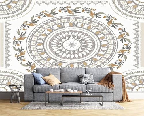 Papier peint panoramique mandala pour cacher les défauts du mur