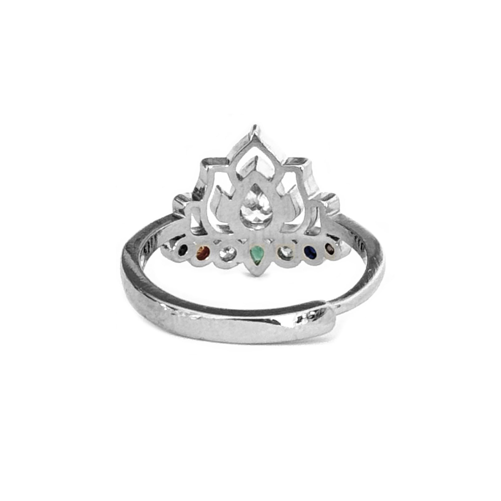 SIMBOLIKS Anillo Flor de Loto con 7 Chakras, Cristales Curativos y Energía Positiva, Incrustaciones de Circonita, Joyería Mística para Mujeres, Anillo de Yoga y Meditación
