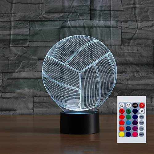 SUPERHONGJIHAO Luce notturna per bambini 3D Pallavolo Led Lampada con Telecomando 16 Cambiare Colore Regalo di Compleanno di Natale per il Bambino