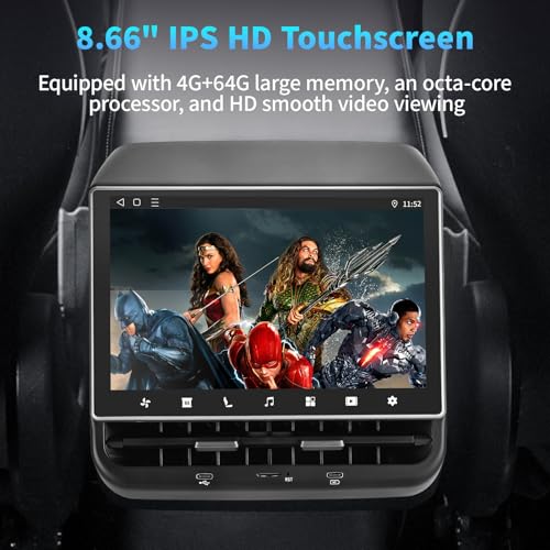 Image of 8.66 inch Rear Screen for Tesla Model Y & Model 3 | 2019-2024 | Android 13, 4GB+64GB, Supports Wireless CarPlay & Android Auto, HD Video, AC & Seat Heating Control