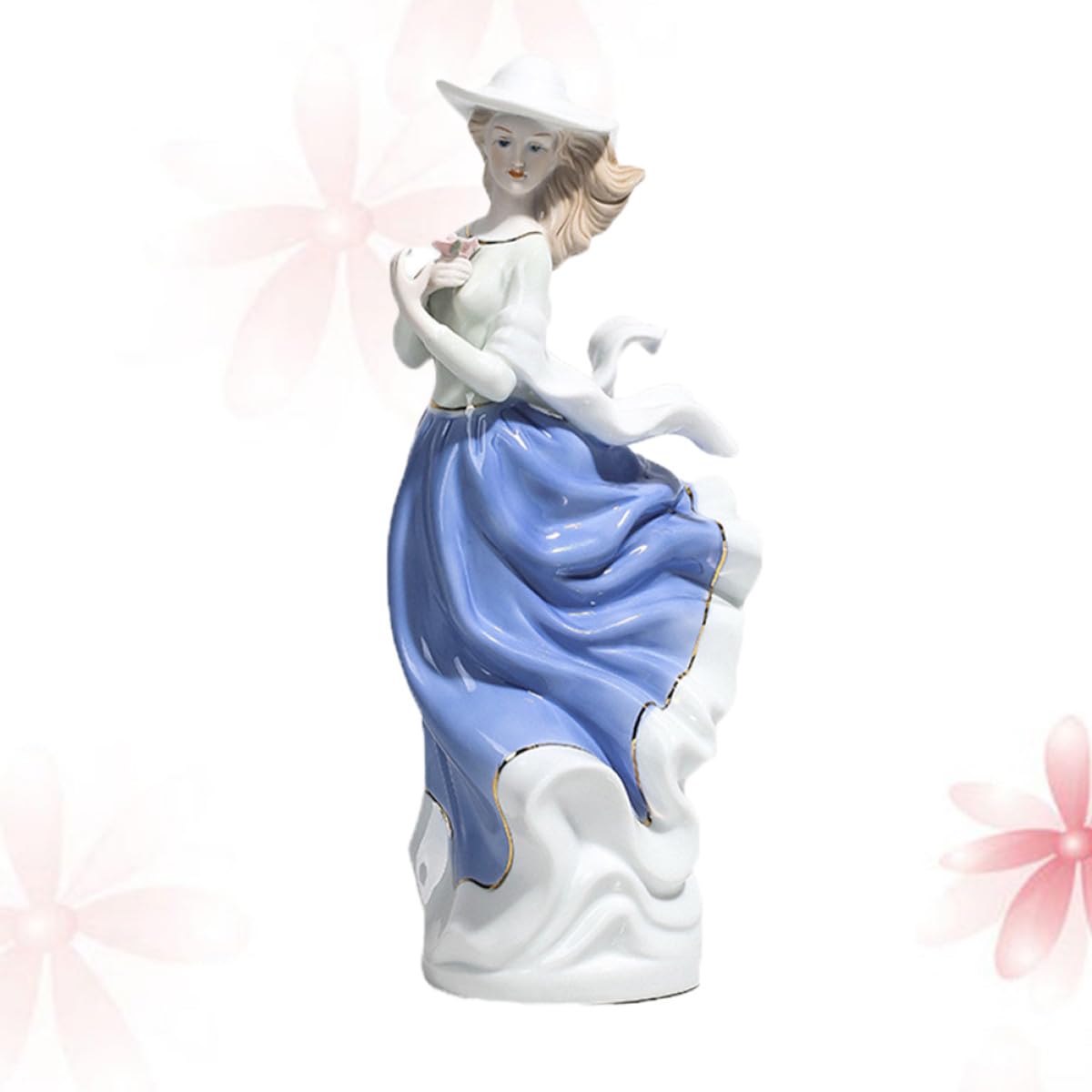 Homoyoyo Figura de Cerámica Azul Estilo Europeo para Decoración de Escritorio, Artesanía Hecha a Mano Diseño Único para Adornar el Hogar