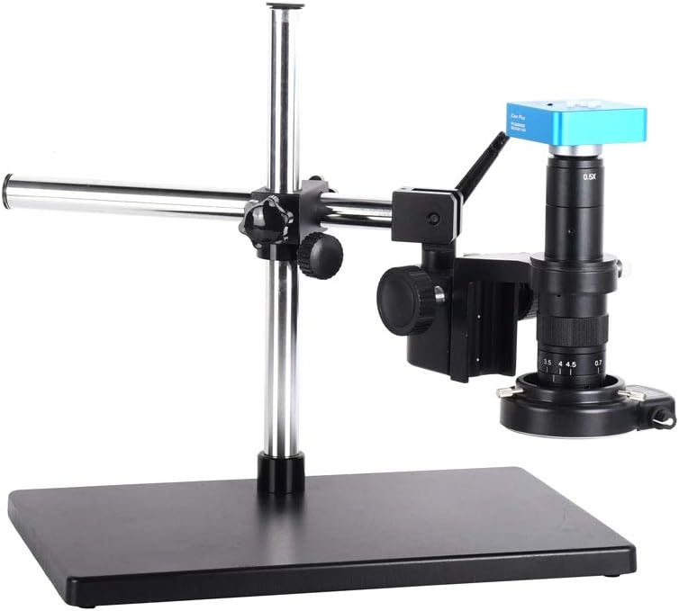 HAYEAR 34MP 2K HDMI USB Digital Video Microscope Set Electronic Camera Stereo Table Stand Can Go Up Down and Forward Movable 144 LED Light Lamp (180X C-Mount Lens)