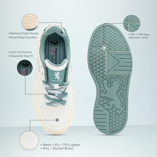 Image of Red Tape Casual Sneaker Shoes for Women | Sophisticated Rounded Front, Aerated Mesh Design & Pampering Cushioned Comfort White /Green