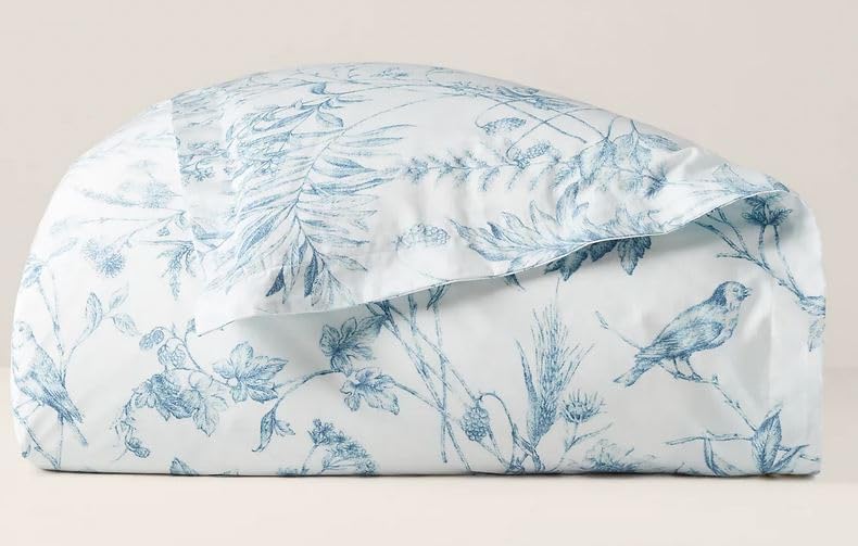 Ralph Lauren Genevieve Blue on White Floral Birds Butterfly King Comforter Only