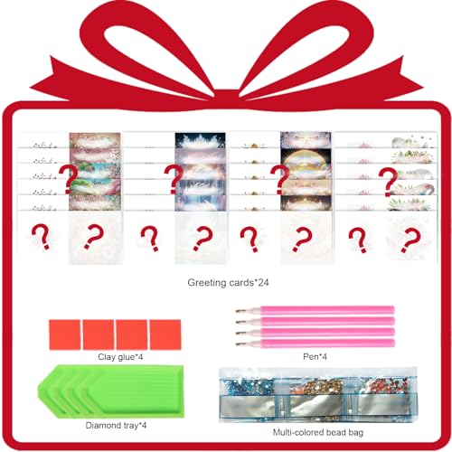 Image of 24 Pack DIY Diamond Art Greeting Cards Surprise, 5D Diamond Painting Card Kit with Envelopes for Adults, Handmade Crystal Rhinestone Art Card Craft Gift, Diamond Art Birthday Christmas Thank You Cards