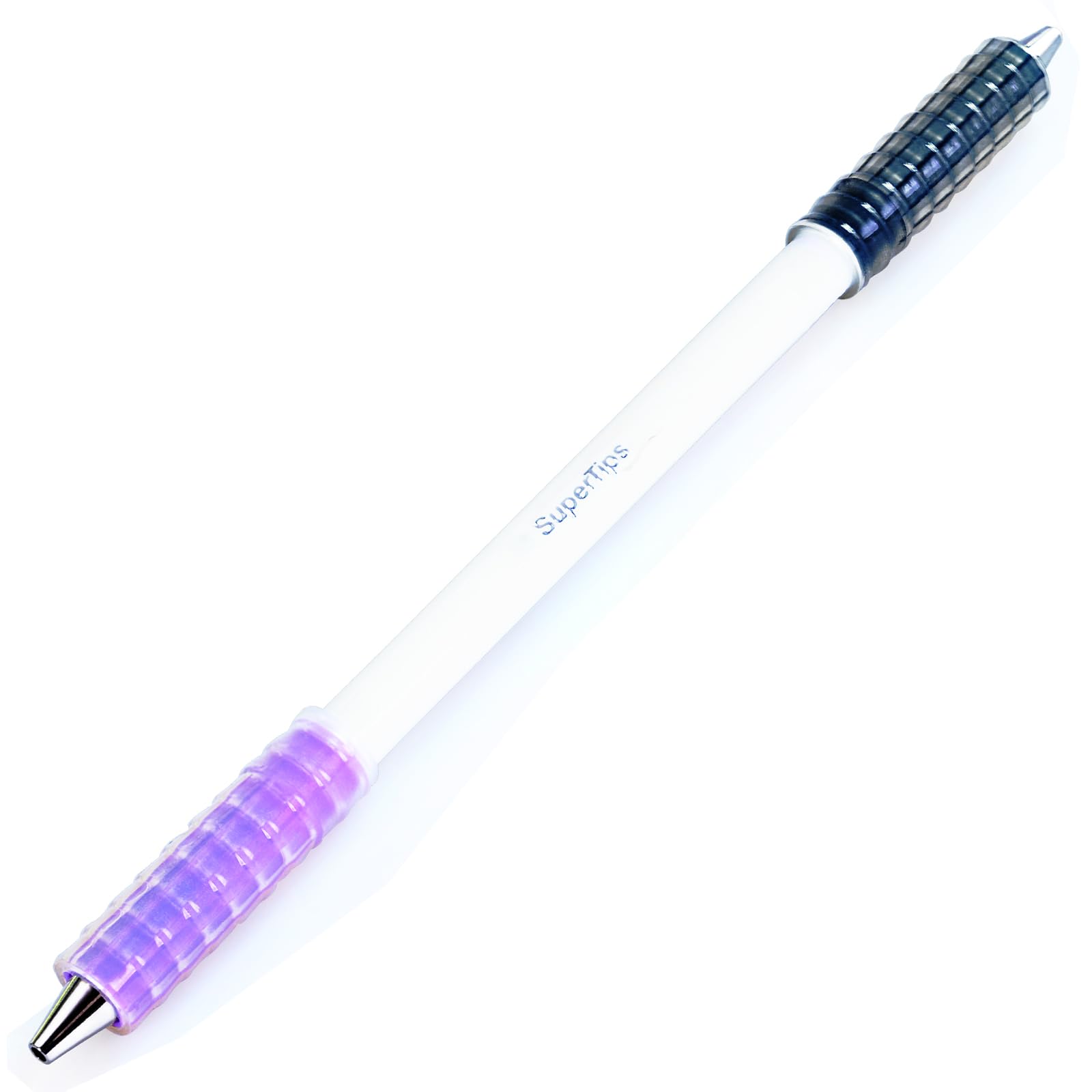 Flying Panda Pen Mod White, Handmade Light Weighted Spin Trick Pen for Beginner, Black Purple Grip