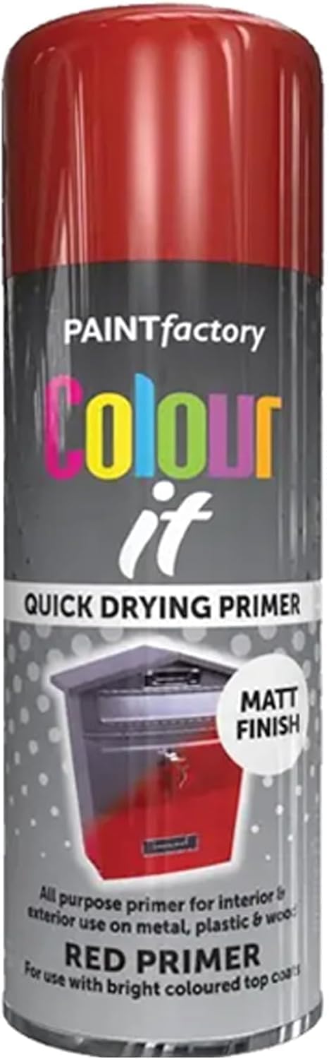 Colour It Red Primer Quick Drying Paint, Multi-Surface, Matt Finish, Easy Application, Durable Rust-Resistant, Ideal for Doors, Gates, Railings, Furniture and DIY Projects, 400ml (Pack of 1)