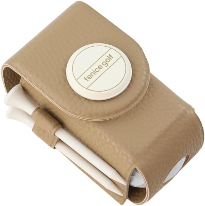 Fenice Waterproof Eco PU Leather Golf Ball Case Bag Tee Holder with Ball Marker
