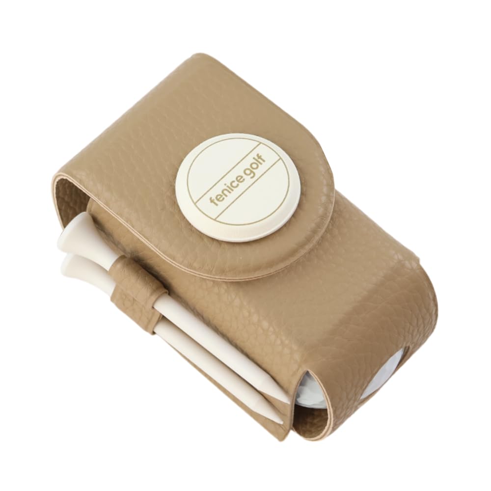 FENICE Wasserdichte Öko-PU-Leder-Golfball-Tasche, Teehalter mit Ballmarker