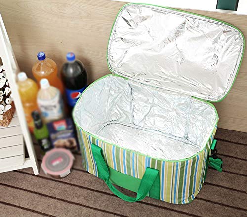 Sac à lunch isotherme 34L grand format vert et bleu pour repas - 4