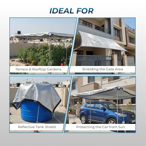 Image of LifeKrafts Aluminium Shade Net - Heavy Duty 95% UV Sun Protection|Garden,Terrace,Balcony & Greenhouse Shade Net |Aluminium Eyelets & Reinforced Border|Durable Outdoor Shade Netting(2Mtr x 3Mtr)