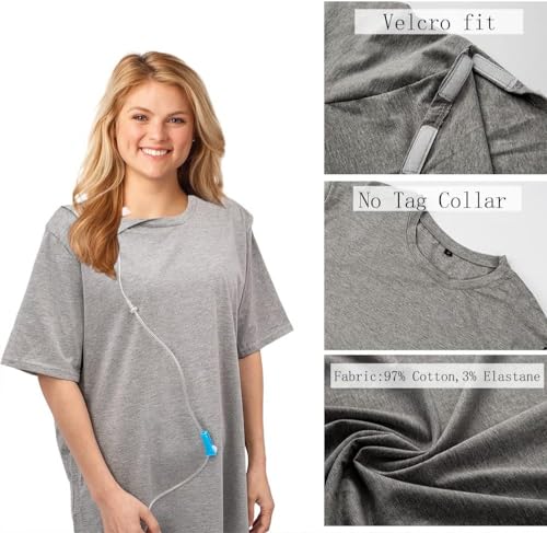 Uni-Sex Post Shoulder Surgery Shirt & Rehab Shirt with Stick On Fasteners, Convenient and Quick Blue4