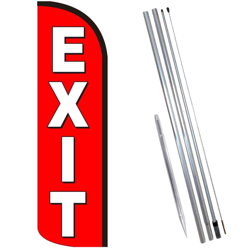 Vista Flags EXIT (Red) Premium Windless Feather Banner Flag Kit (Flag, Pole, & Ground Mt)