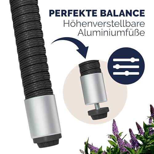 Casaria® Polyrattan Gartentisch 60cm Rund 5mm Sicherheitsglas Höhenverstellbar 80kg Belastbarkeit Wetterfest Terrasse Balkon Beistelltisch Tisch Schwarz
