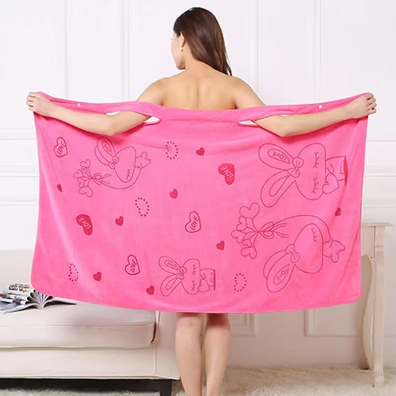 Image of HSR Collection Wearable Bathrobe for Girls & Women, Bath Robe Towel for Women, Quick Dry Dress Towel for Ladies - (80 x 130 cm, 1 Piece) (Peach)