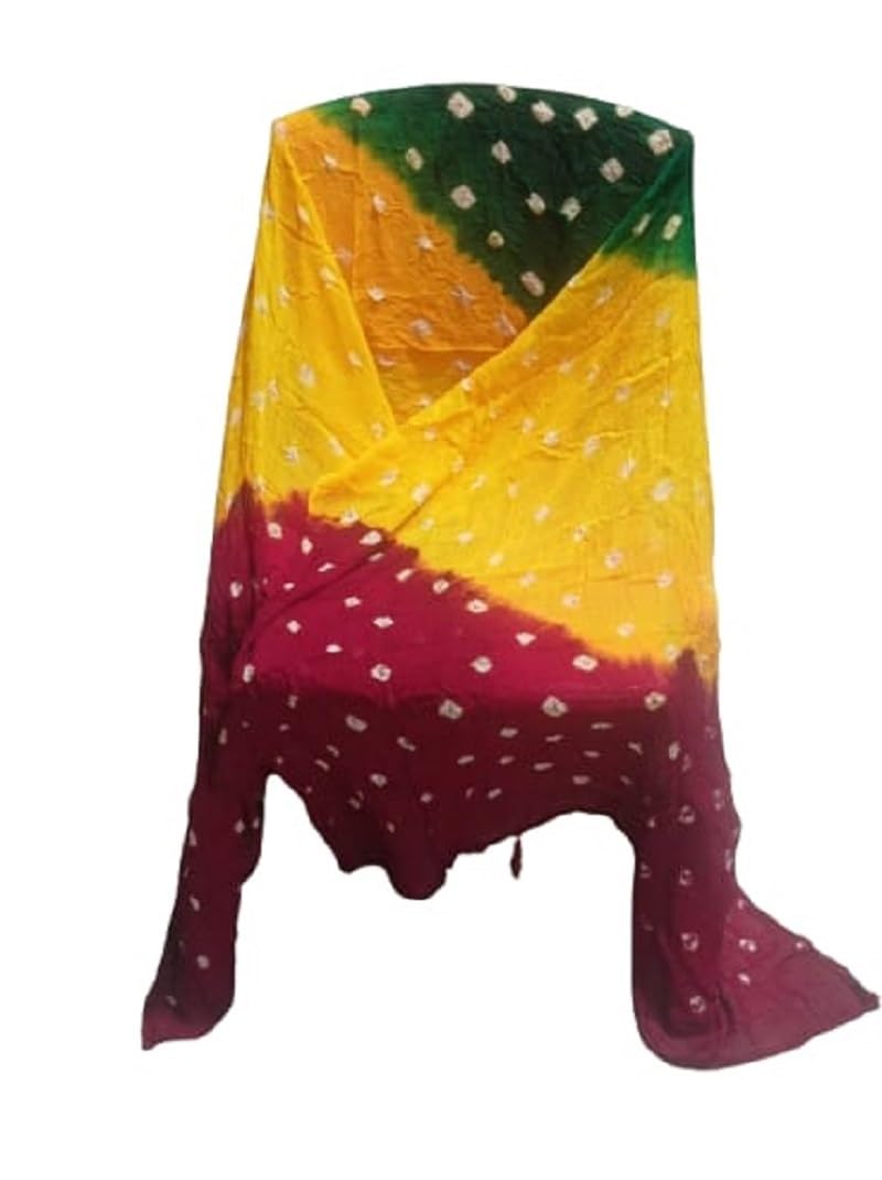 jubination Women's Cotton Blend Bandhani Print Dupatta Women’s cotton printed dupatta with tassels -Bandhani-picture-38