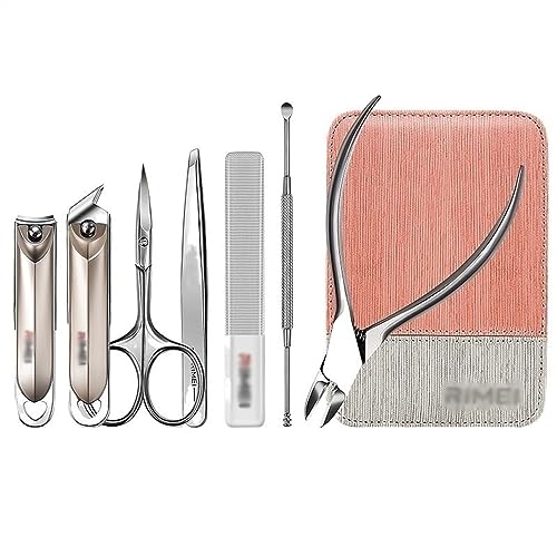 Kit Manucure Pedicure Kit de manucure for hommes et femmes, 7 pièces, kit de manucure professionnel, ensemble de pédicure, coupe-ongles en acier inoxydable, étui en cuir de voyage portable avec fermet