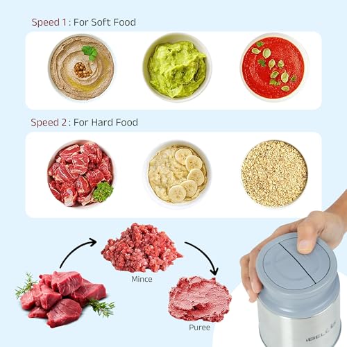 Image of IBELL MT200GM Electric Chopper, 2-Yr Warranty, 2 Litre Glass Bowl, 700W, Multi Purpose for Cutting Slicing Meat, Vegetables, Nuts & Fruits (Silver)