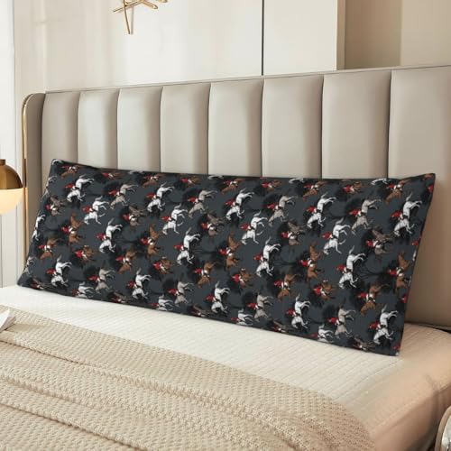 Housse de coussin de corps pour chambre et salon motif équestre