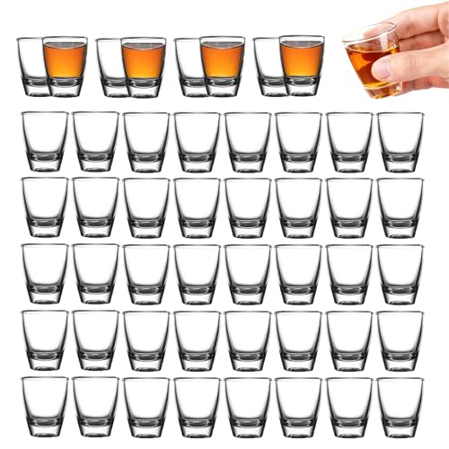 48 Pcs Vasos De Chupito, 30 Ml Vaso De Vino En Forma De Huevo, Vaso De Vidrio Templado Con Base Gruesa, Juego De Shot Glass, Vasos Para Beber Directamente, Para Aguardiente, Vodka, Ouzo, Sambuca