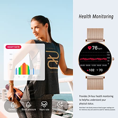 Filiekeu Smart Watch Men Women For Android Ios Waterproof Activity Tracking Smartwatches Heart Rate Blood Pressure Oxygen Health Smartwatch With Gold Steel Mesh… #TOP4