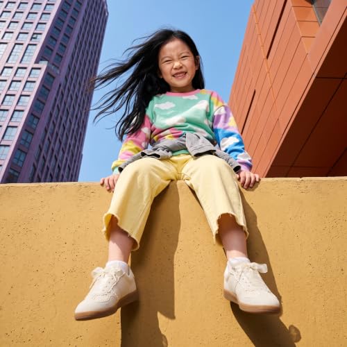 Image of CUSHIONAIRE Belinda Lace Detail Casual Sneakers for Girls - Ribbon Lace-Up Girls Shoes with Soft Cushion Support