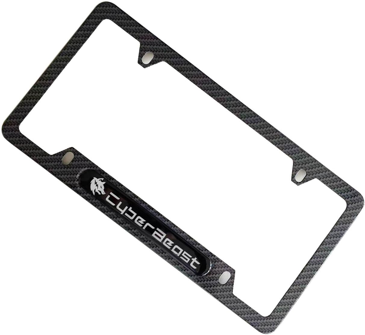 Carbon Fiber License Plate Frame Cover Holder Cyber Beast for Cyber Truck Car Accessories Stainless Steel 1PC, CPK22PW