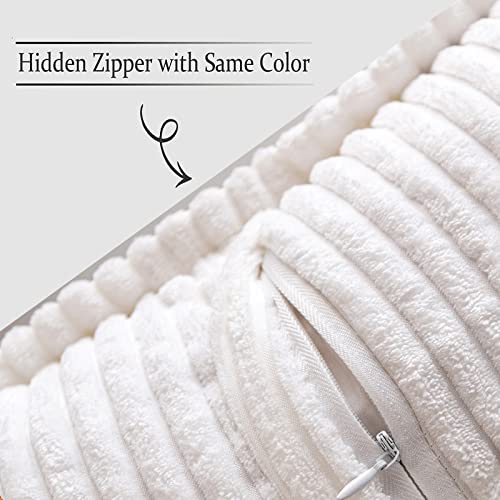 Image of MIULEE Decorative Lumbar Throw Pillow Covers for Couch Bed Livingroom 12x20 Inch Set of 2 White Boho Accent Throw Pllows Broadside Striped Patchwork Soft Corduroy Pillowcases