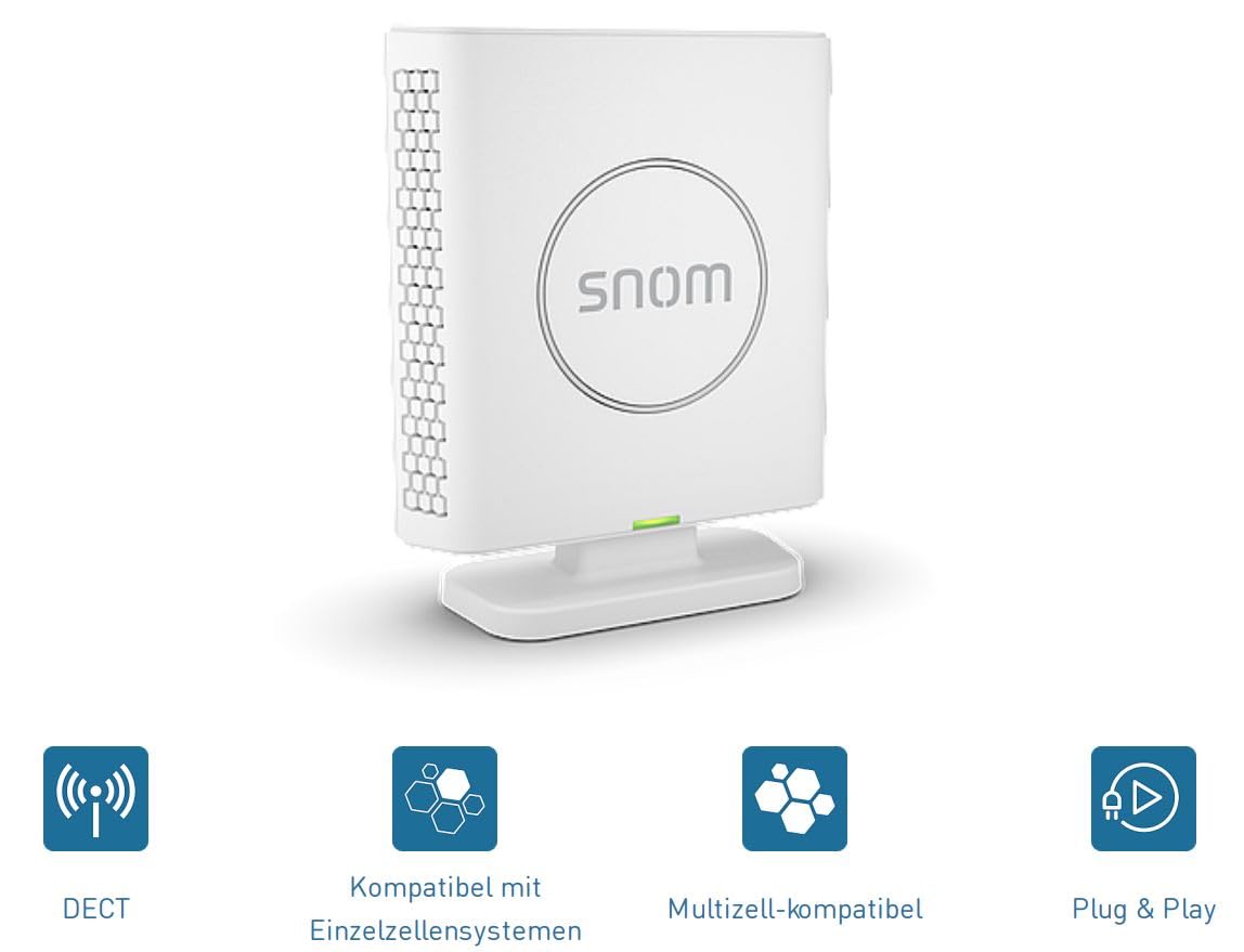 Snom M6 DECT-Repeater, Wideband-Audio, 50m Reichweite, M300/M400/M900, Weiß