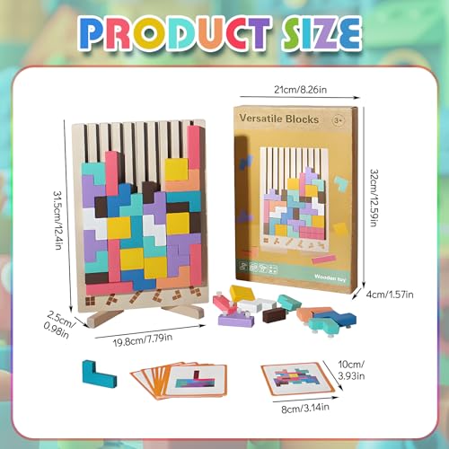 Holzpuzzle Tetris,3D Puzzle Tetris Spiel Kinder,Montessori Spielzeug,Kinder Puzzle mit Holz klötzen,Lernspielzeug Geschenk für Jungen Mädchen
