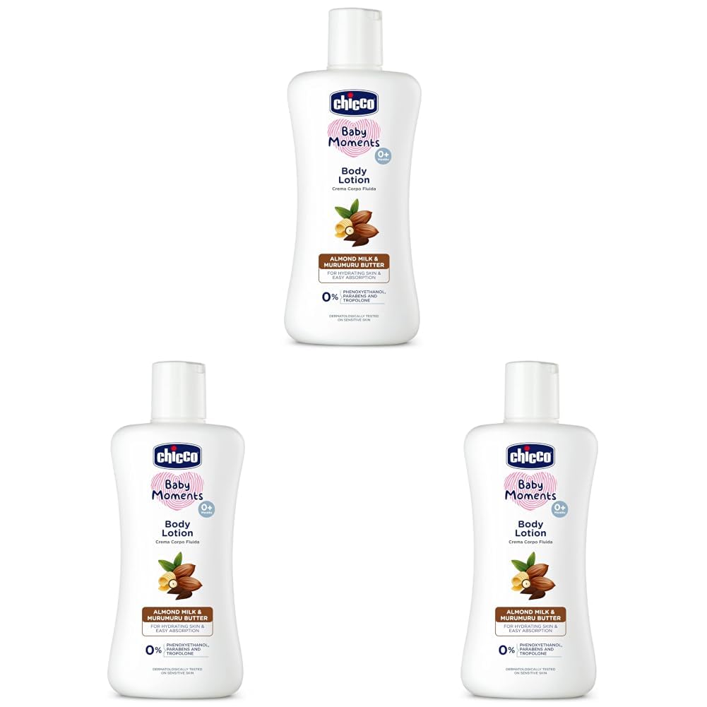 Chicco Baby Moments Body Lotion 200ml | Almond Milk & Murumuru Butter | Quick Absorb Formula with Natural Ingredients for Ultra Soft Skin | Dermatologically Tested | Parabens & Phenoxyethanol Free-image-26