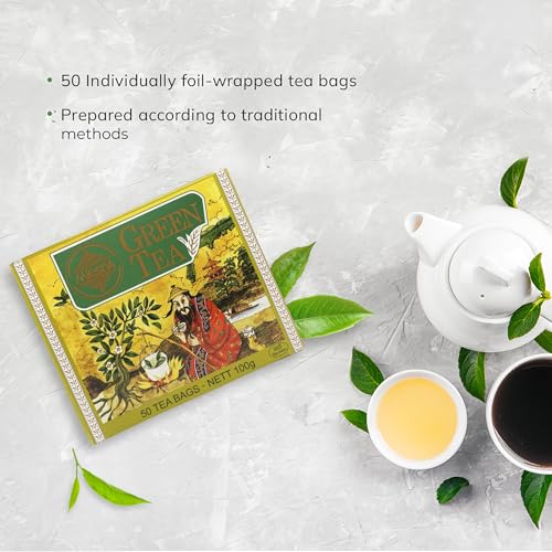 Image of Mlesna Green Tea 100g | 50 Foil-Wrapped Tea Bags | Pure Ceylon Green Tea | Rich in Antioxidant | Imported from Sri Lanka