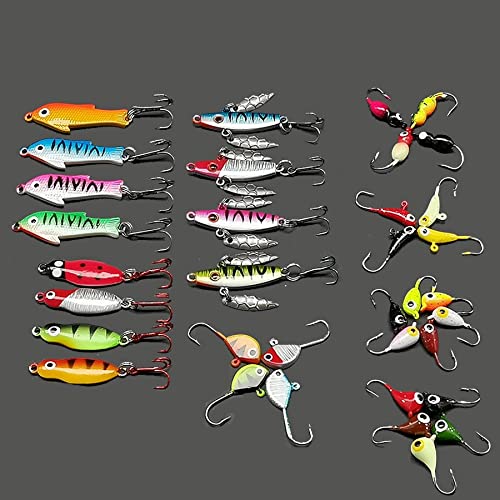 Anzuelo 36pcs Spinner/Artificial/Duro/Cuchara Lote de Cebo Lote Invierno/Hielo Lure/HOOY/Tackle/Balancer/Wobbler for Pike/Fish Metal Jig Head (Color : White)
