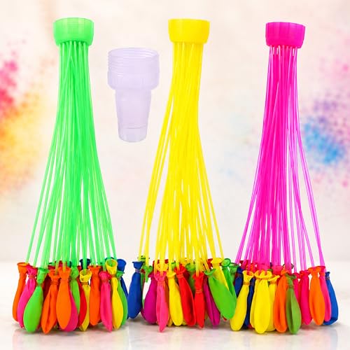 Toyshine Water Balloons Holi For Kids Boys And Girls, Latex With Refill Hose, Three Bunches Balloons Games Swimming Pool Outdoor Fun Magic Water Ballo