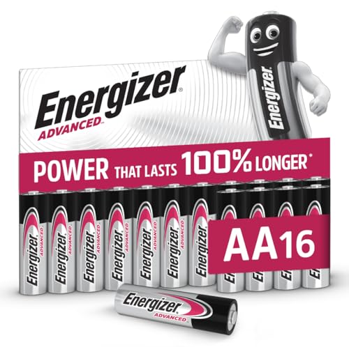 Energizer Advanced - AA Batteries (16 Pack) - Double A Battery 1.5V - Up To 100% Longer Lasting - Ideal for High-Drain Devices - 0% Plastic Packaging - 10 Year Shelf Life [Amazon Exclusive]
