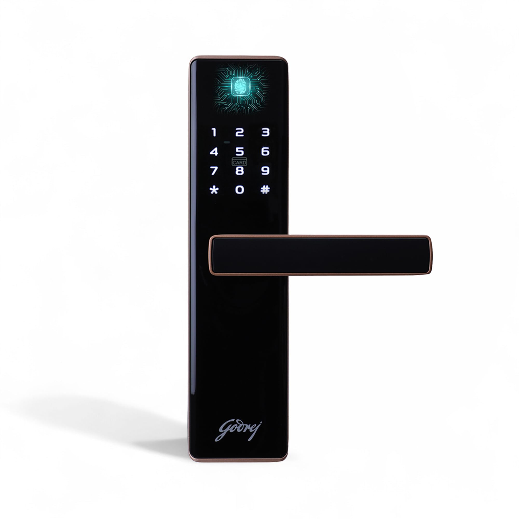 Godrej Catus Advantage Smart Lock – Fingerprint, RFID, PIN – Rose Gold