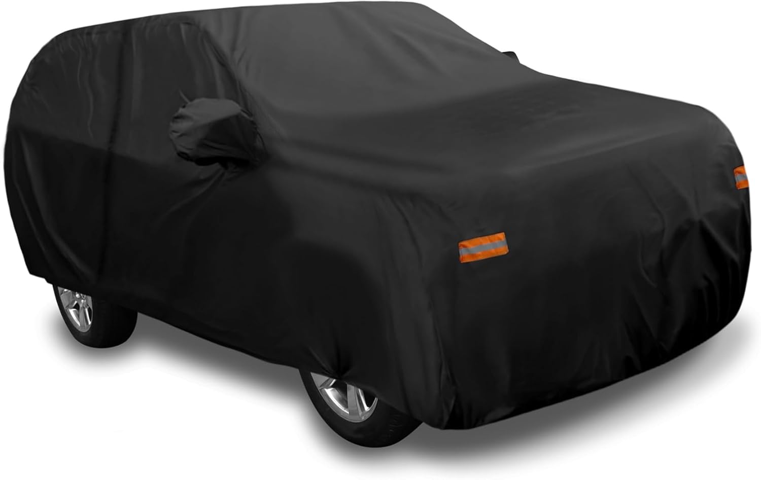 SUV Car Cover for Chevrolet Tahoe 4 Door 2007-2024 Outdoor Waterproof Sun Rain Dust Wind Snow Protection 190T PU W/Driver Door Zipper Black Auto Accessories