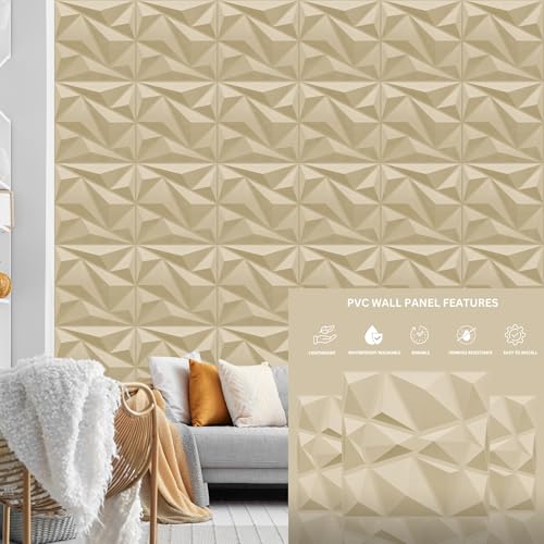 Image of Kayra Decor 3D Wall Panel PVC Alps Design, White Tail Color 19.7 inch x 19.7 inch (Pack of 18) - Covers 48.51 Sq. Ft.