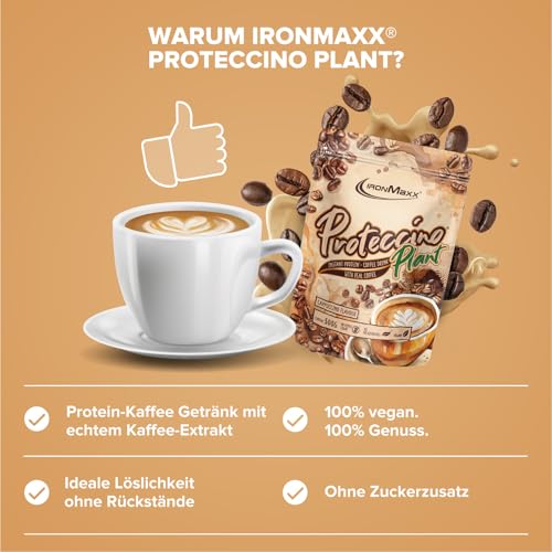 IronMaxx IronMaxx Plant Proteccino Cappuccino - 500 g Beutel | Veganer Protein Coffee mit echtem Kaffee | Ohne Zuckerzusatz | High Protein & koffeinhaltig - Produktansicht 3 | Cappuccino