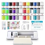 Silhouette America Cameo 5 Alpha (α) - Smart Cutting Machine, Bianco Carrara (Starter Bundle) - Includes Studio Software, 24 Oracal Vinyl Rolls, Tool Kit & 25 Free Designs for DIY - ES Mat Compatible