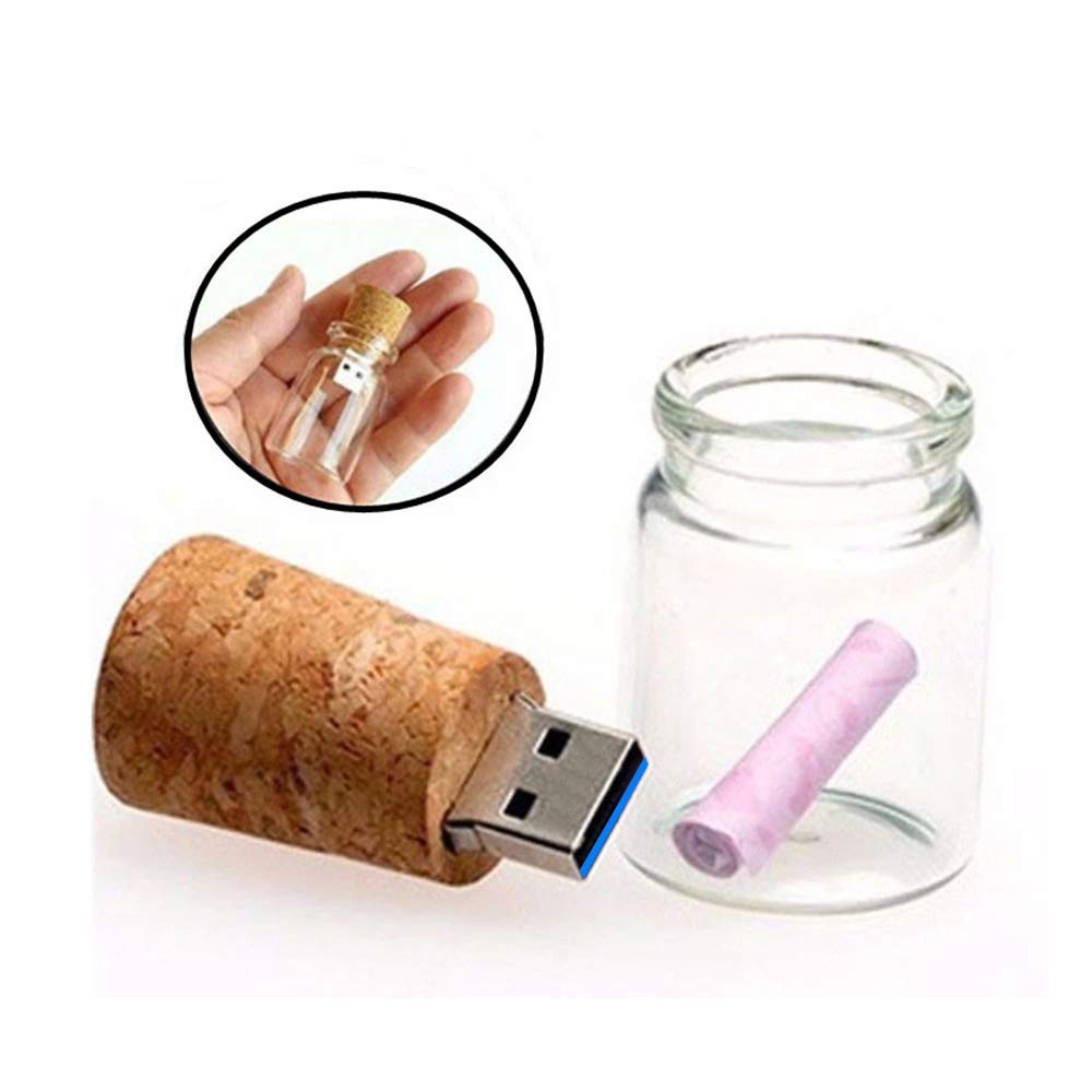 Memoria USB 3.0 de 32 GB con diseño de frasco, memoria USB de cristal transparente para regalo (32 GB/3.0)