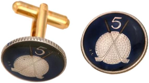 Isle of Man Golf Ball with Clubs Coin Cufflinks