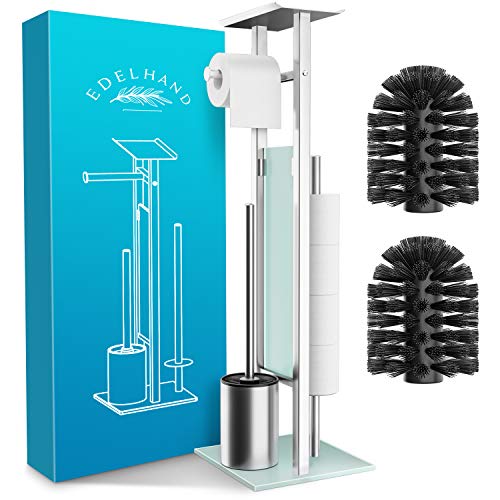 EDELHAND© Distributeur de Papier Toilette comme Garniture de WC [avec Brosse de WC Gratuite] - Distributeur de Papier Toilette Debout avec Brosse de WC et Rangement de Papier Toilette