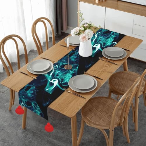 Chemin de table crâne bleu antidérapant pour table de fête moderne - 2