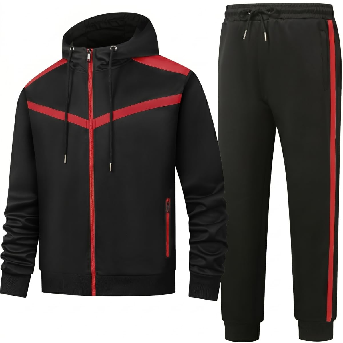 Trainingsanzug Herren Jogginganzug - 2 Teilig Sportanzug mit Reißverschluss, Premium Freizeitanzug Herren Modernes Design, Hausanzug Herren Soft-Touch & Atmungsaktiv
