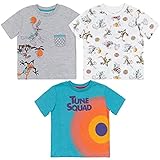 space jam Looney Tunes Big Boys 3 Pack Graphic Short Sleeve T-Shirt Blue/White 7-8