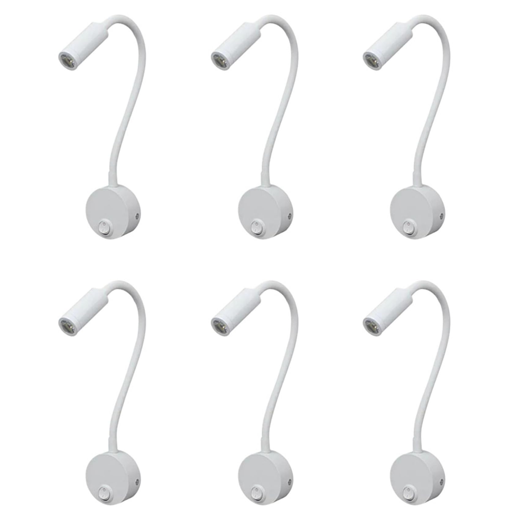 Hndhbfgrt 6X 3W Wall Mounted Reading Light Flexible Gooseneck LED Sconce Lamp for Bedroom, Workbench, Studio Reading Lamp
