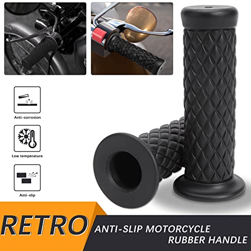 Keepdsgn Universal Motorcycle 7/8" 22Mm Handlebar Grip Anti-Skid Rubber Handle Grips - Black #TOP5